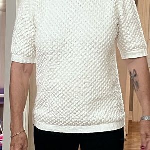 Gorgeous crème sweater soft loops crewneck ribbed neckline cotton and Lycra